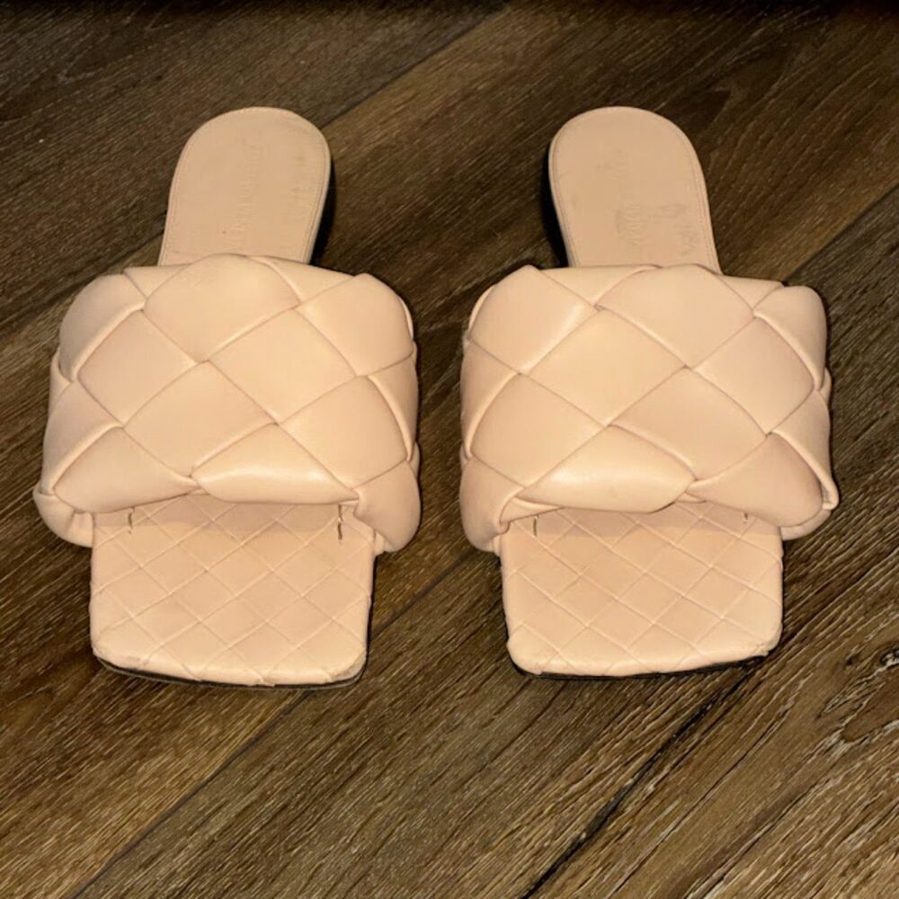 Bottega Veneta Lido Flat Sandals Neutral Intrecciato Leather Designer Slides 38